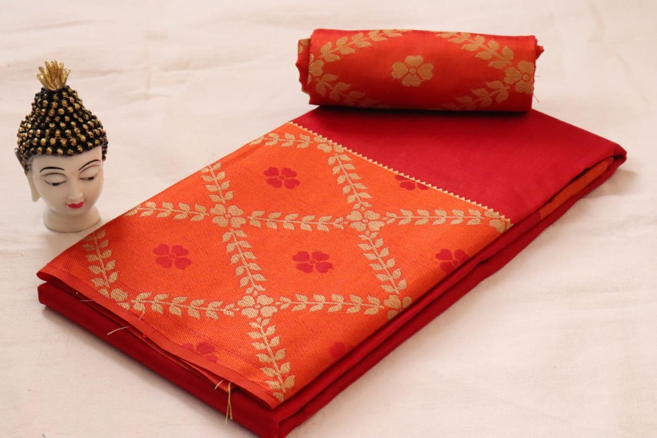 New Crystal Silk Cotton Designer Party Wear Saree Collection 